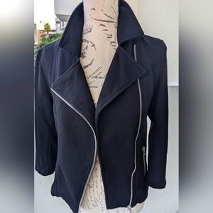 Forever 21 Biker Knit Sweater Blazer with Silver Zippers